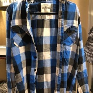 Blue and white oversized flannel